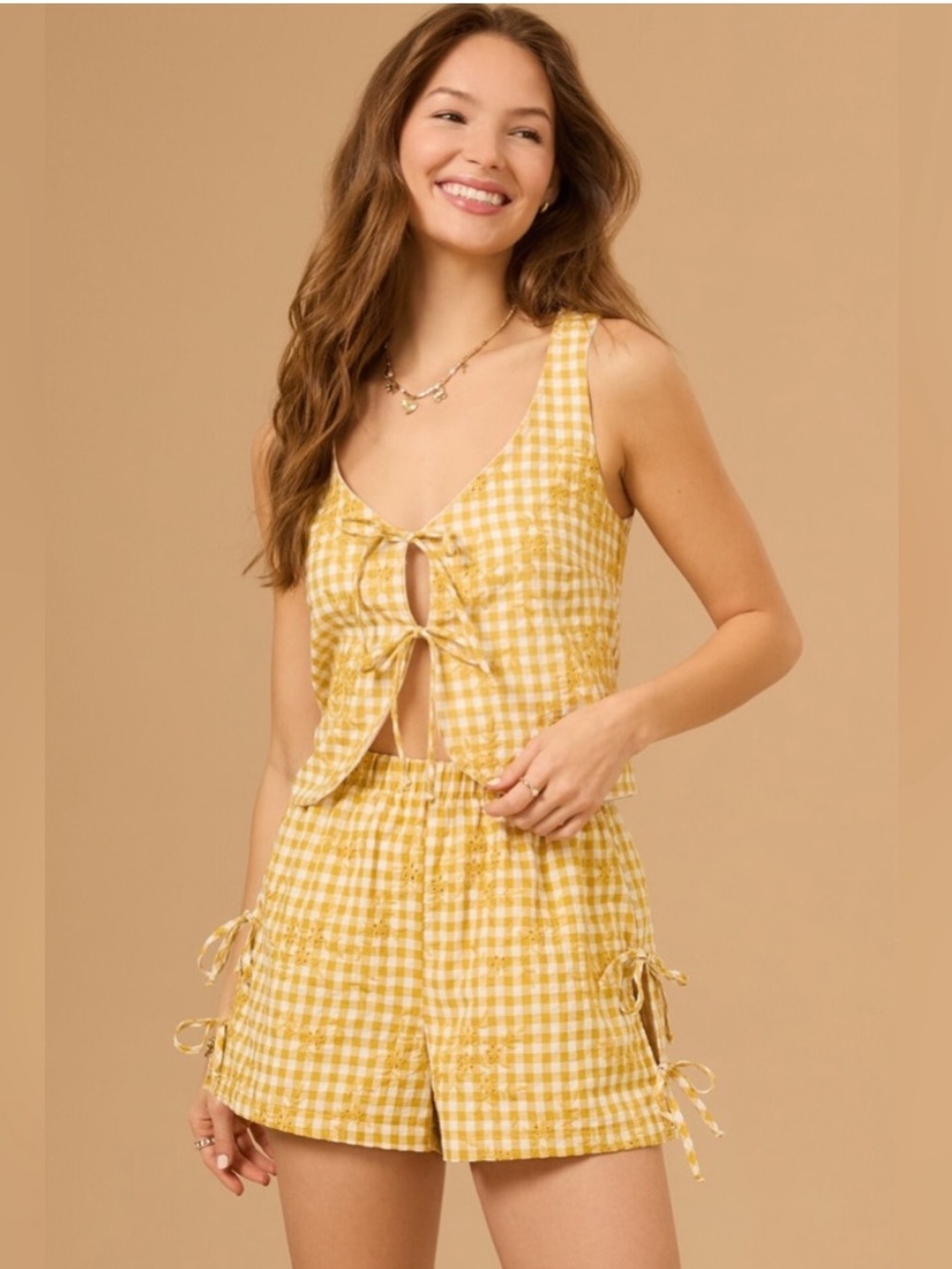 Altar'd State Yellow Gingham Shorts